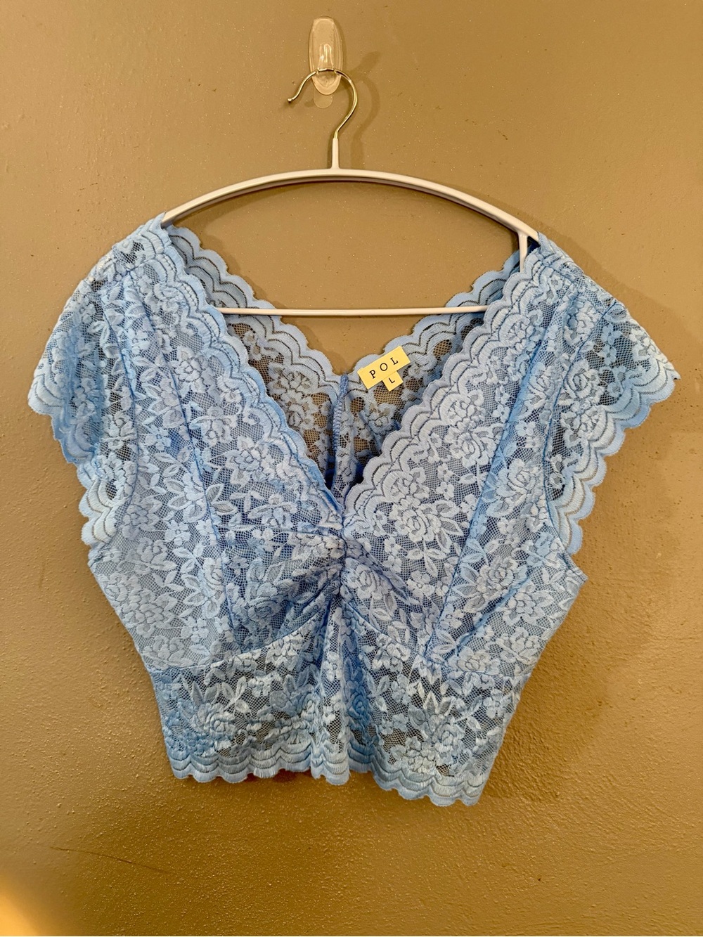 POL Powder Blue Lace Twist-Front Camisole